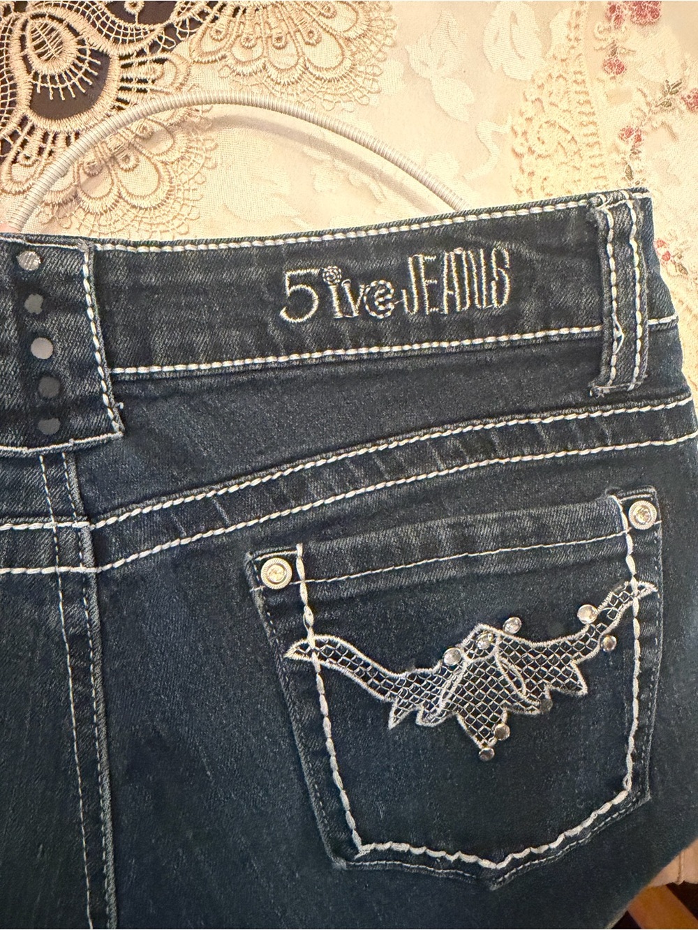 5ive Jeans Y2K Bling Rhinestone Skinny Jeans Size 7